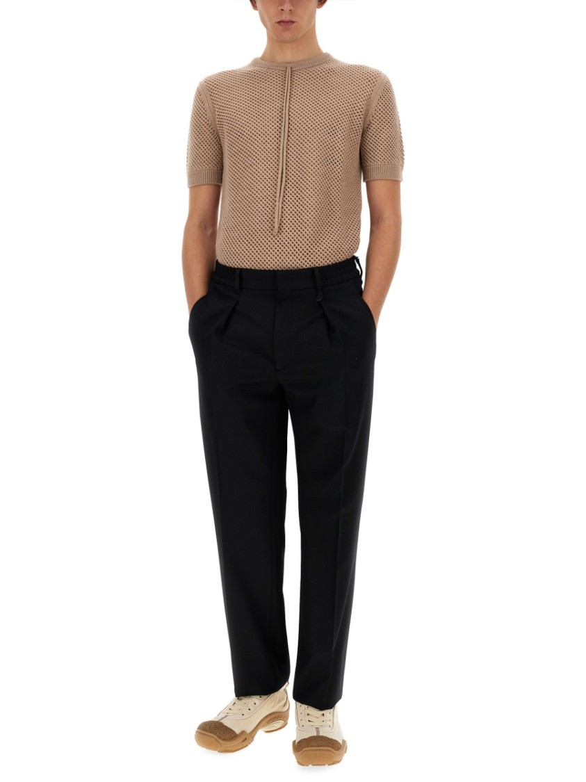 Fendi Open-Knit Wool Jersey Top T-Shirt in Brown | THE LIST