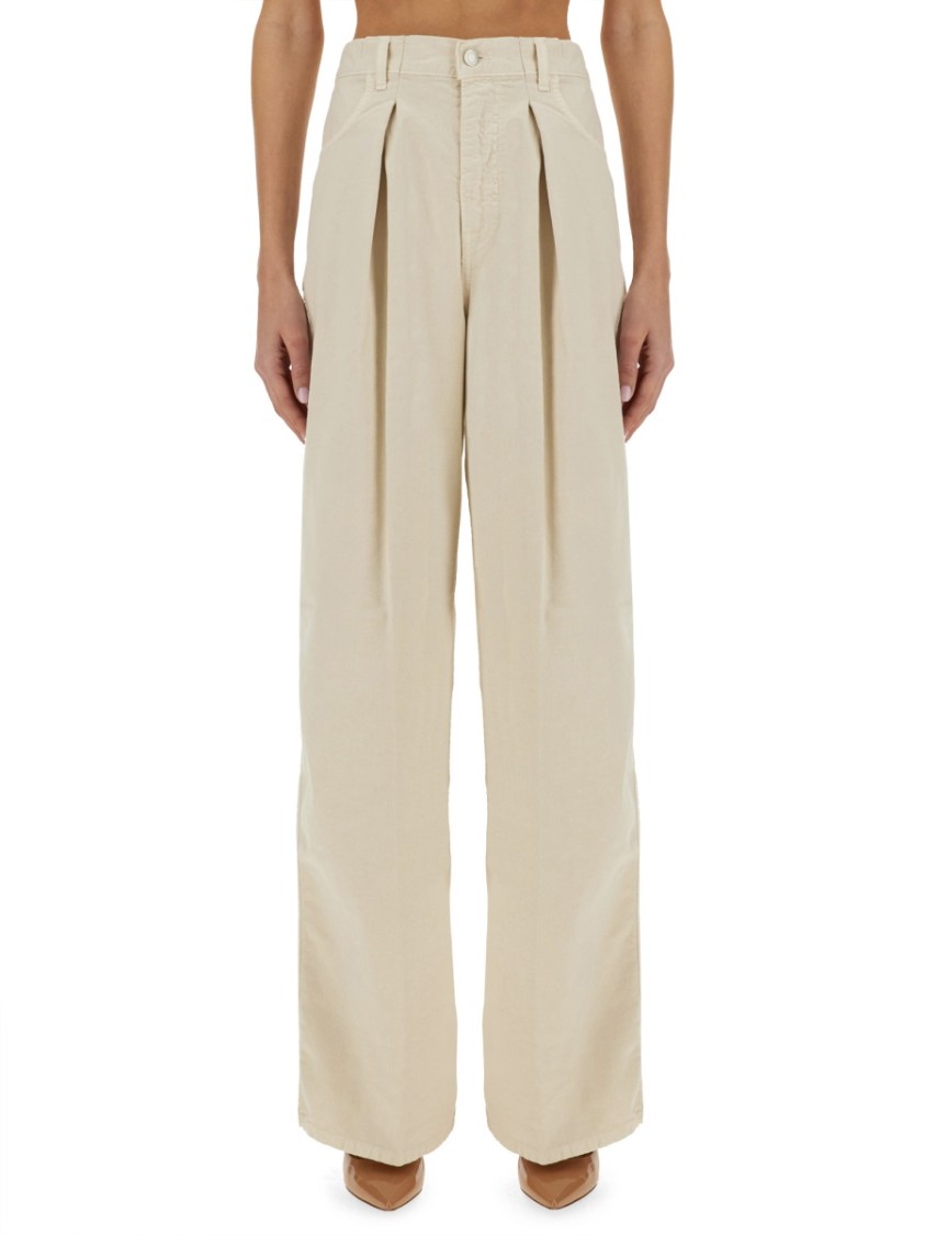 Haikure Candy Cotton Mid-rise Wide-leg Pants In Neutrals