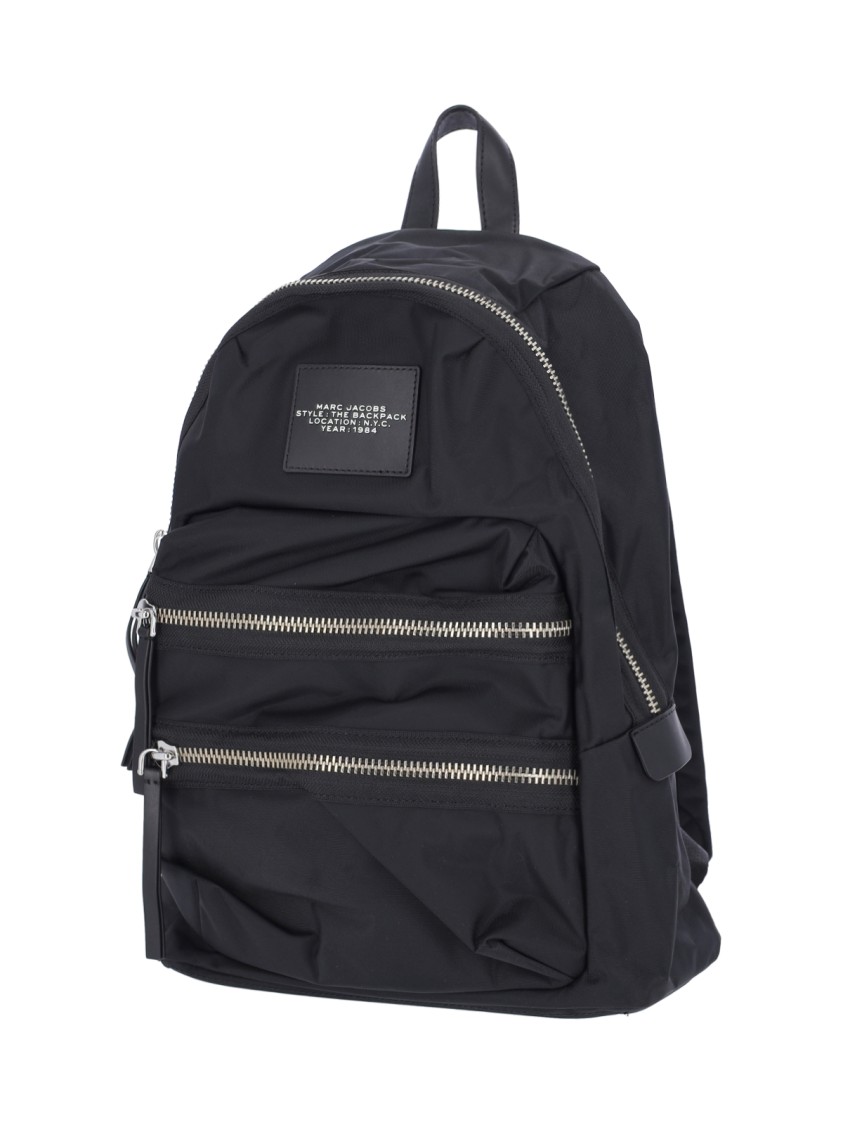 Marc Jacobs Large Black Nylon Backpack With Leather Accents In Black