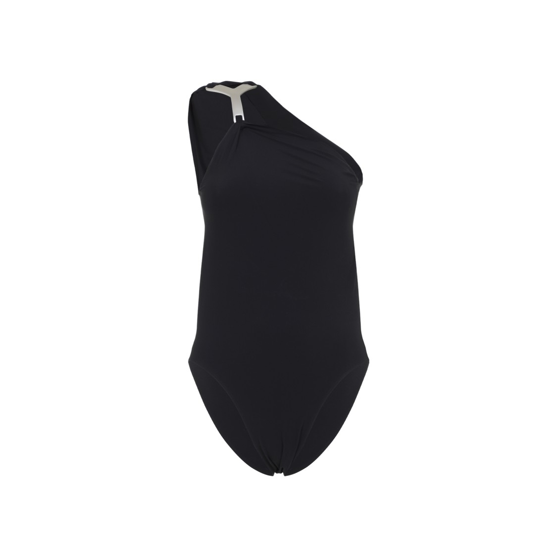 Rick Owens One-shoulder Black Swimsuitand Distinctive Strap In Black