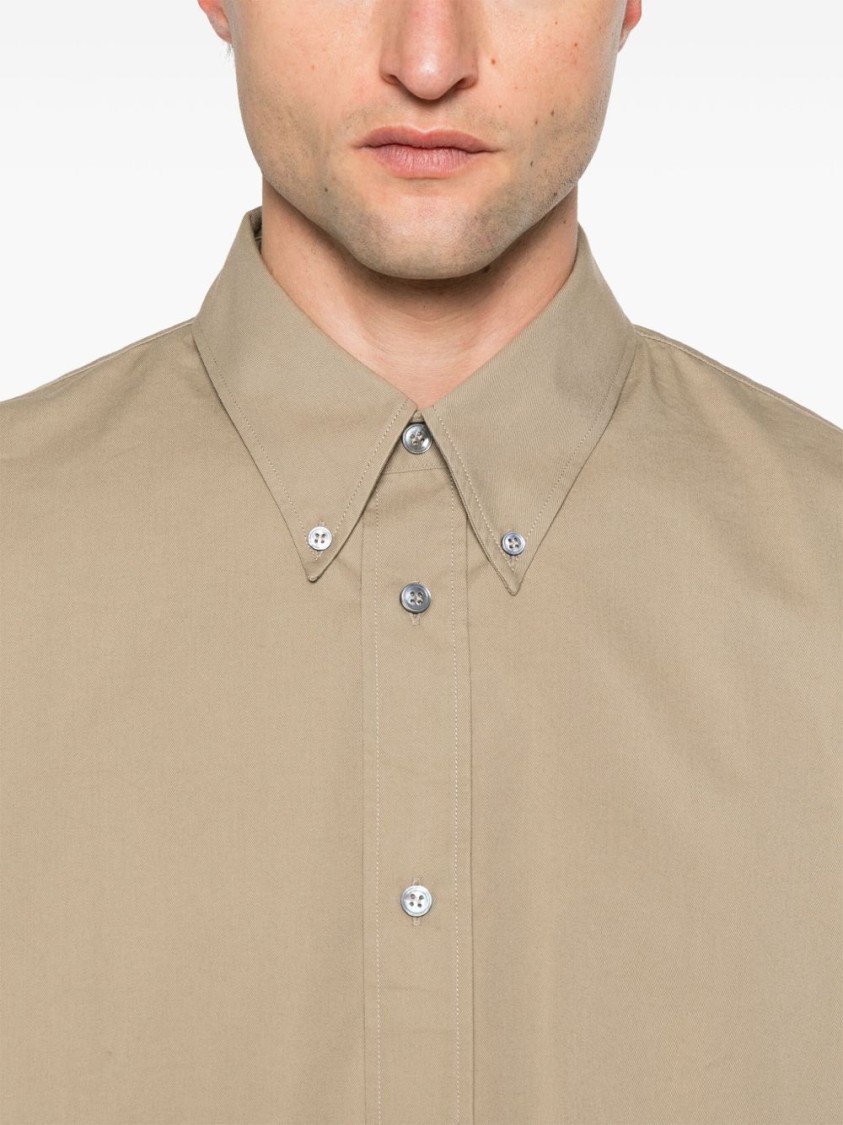 Studio Nicholson Collared Shirt With Long Sleeves And Back Yoke In Brown