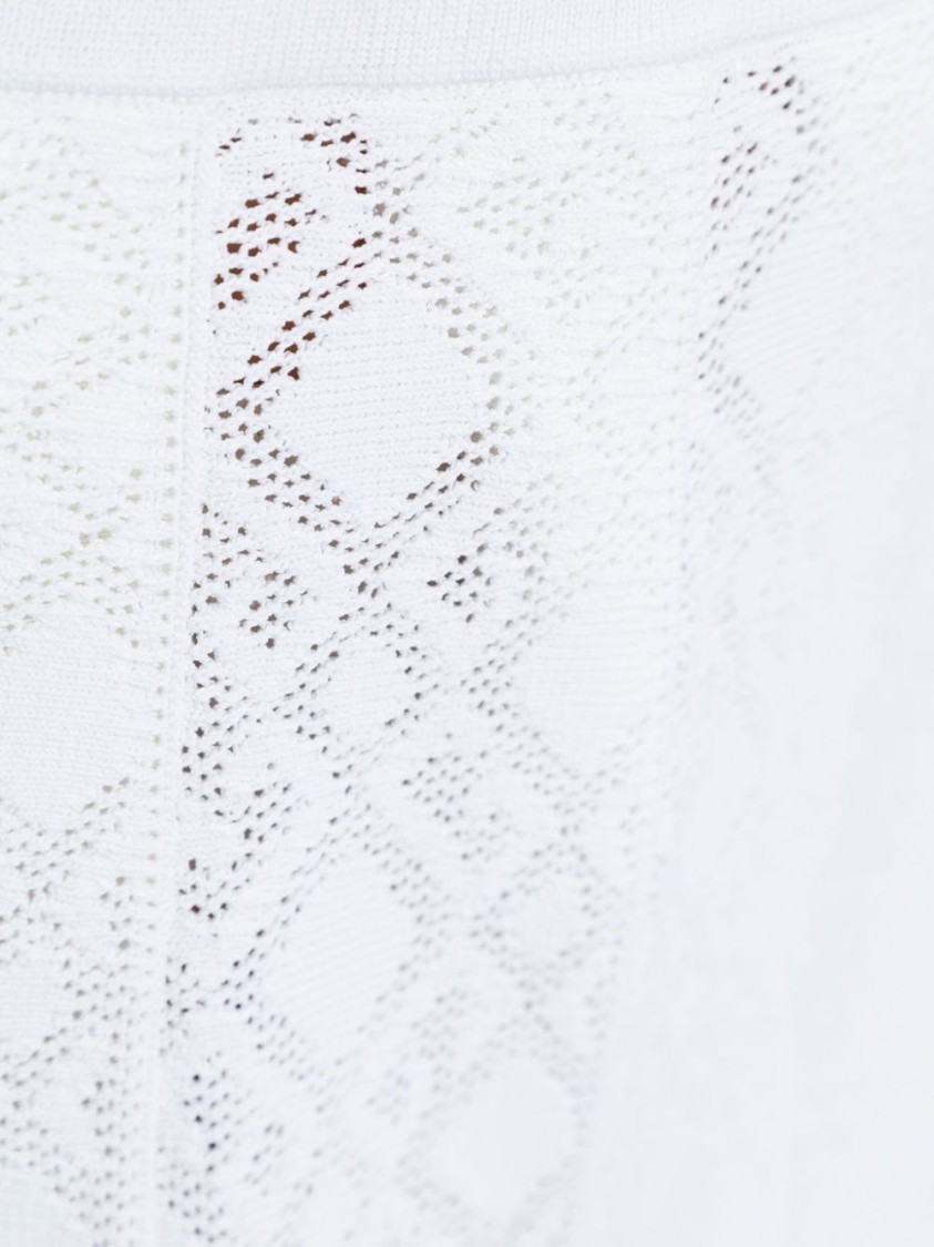 Givenchy Pleated Pointelle Knit Skirt With Ribbed Waistband In White