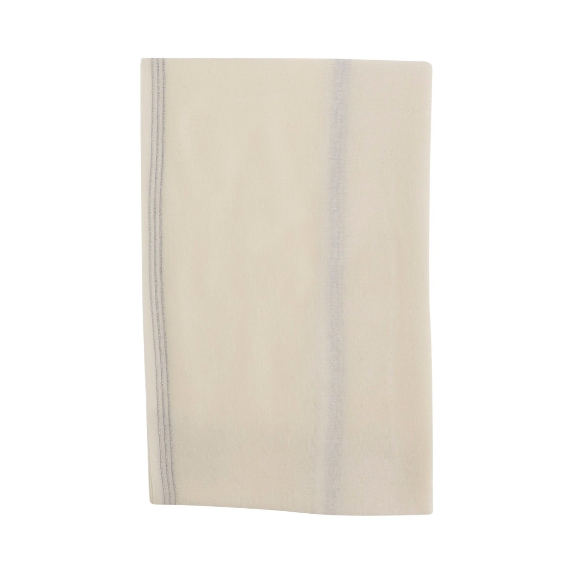 Faliero Sarti Rectangular Ivory Scarf With Metal Thread Trimming In Neutrals