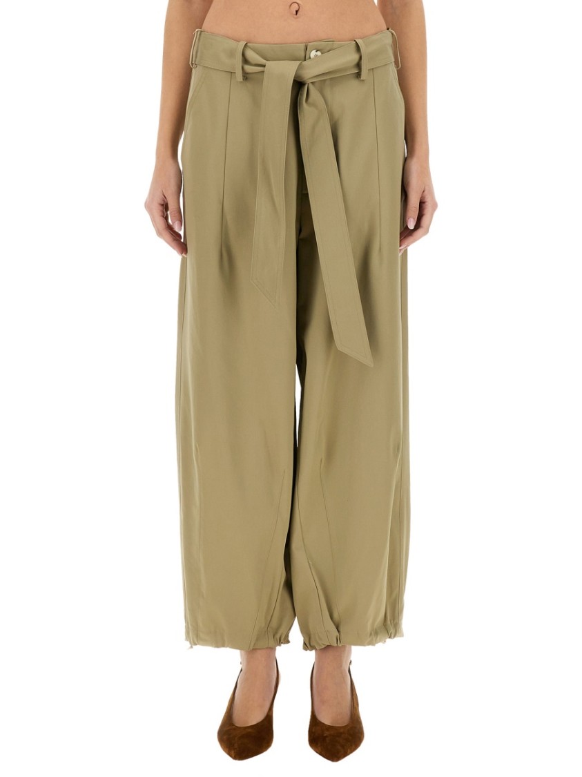 Shop Alysi Relaxed Fit Belted Pants In Neutrals