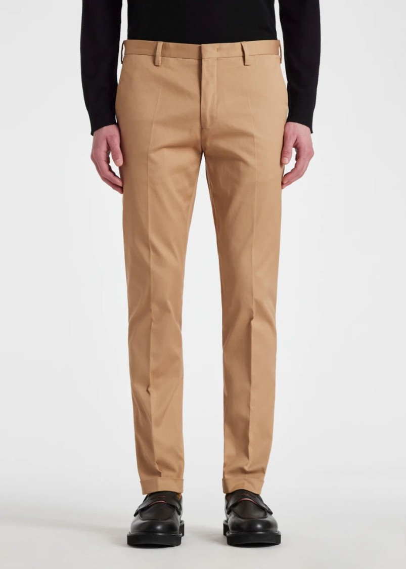 Paul Smith Tailored Beige Chinos With Turn-up Hems In Neutral