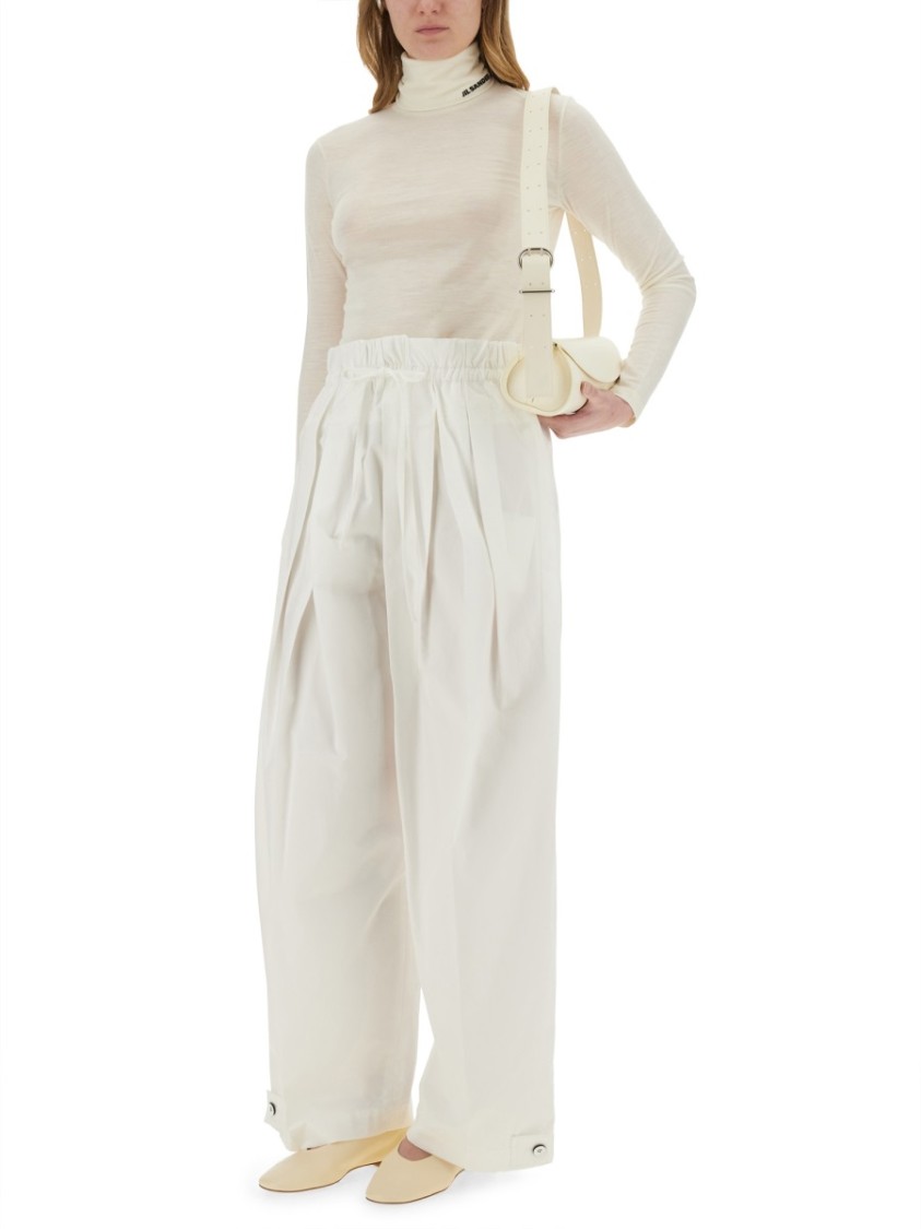 Jil Sander Elasticated Waistband Pleated Trousers In White