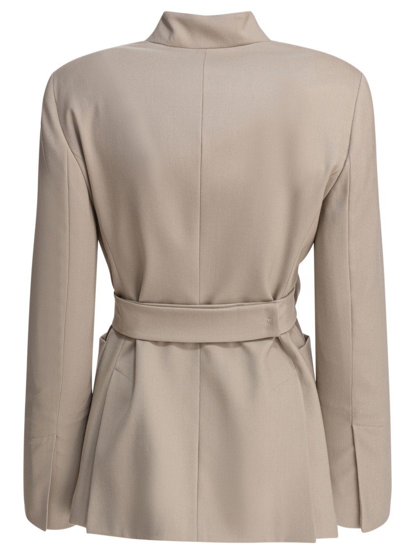Max Mara Single-breasted Blazer With Unique Wrap-style Design In Neutral