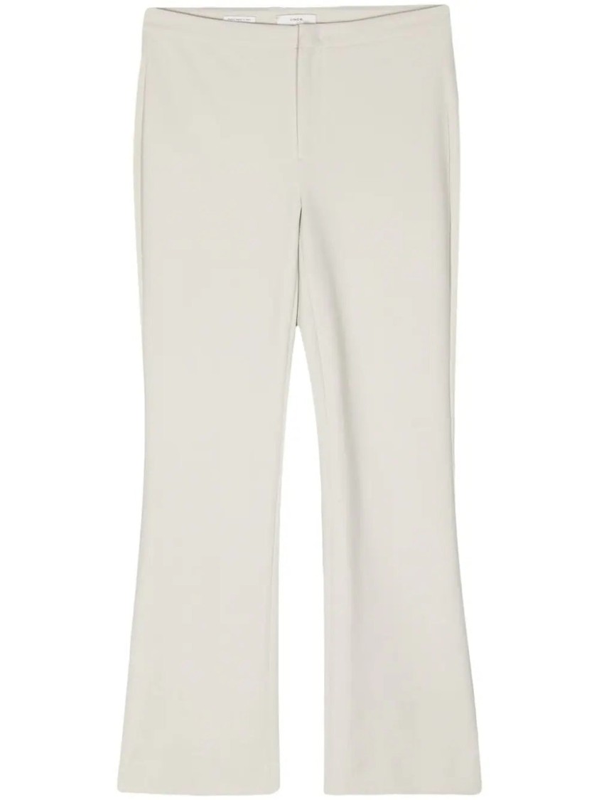 Vince Tapered Leg Trousers With Smooth Finish In Neutral