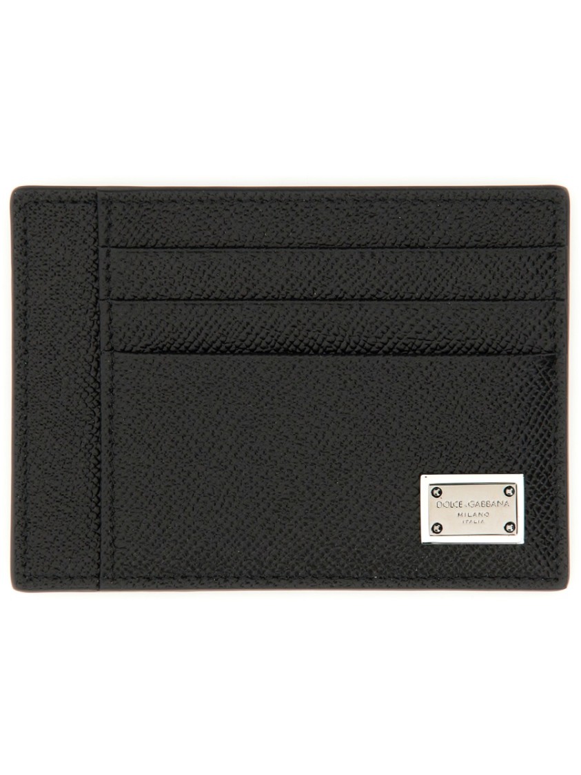 Dolce & Gabbana Black Textured Calf Leather Bi-fold Wallet In Black