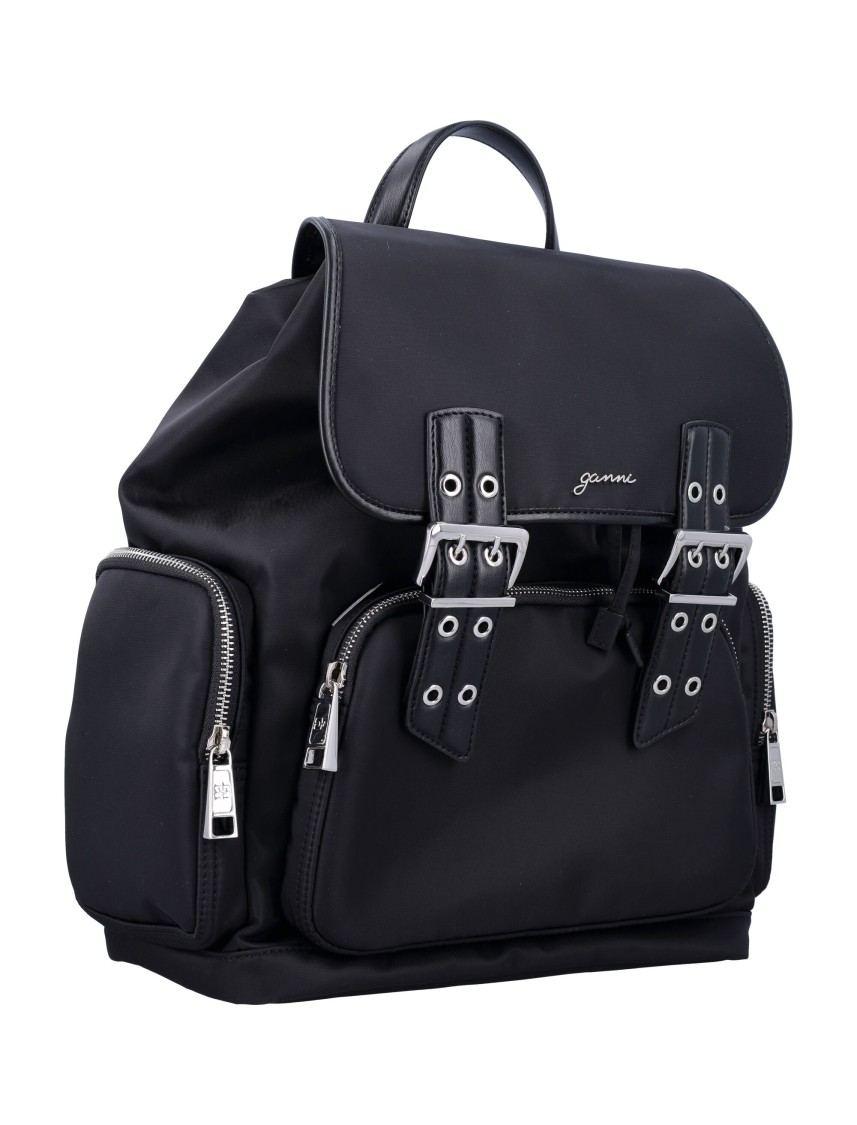 Ganni Bucky Nylon Backpack In Black
