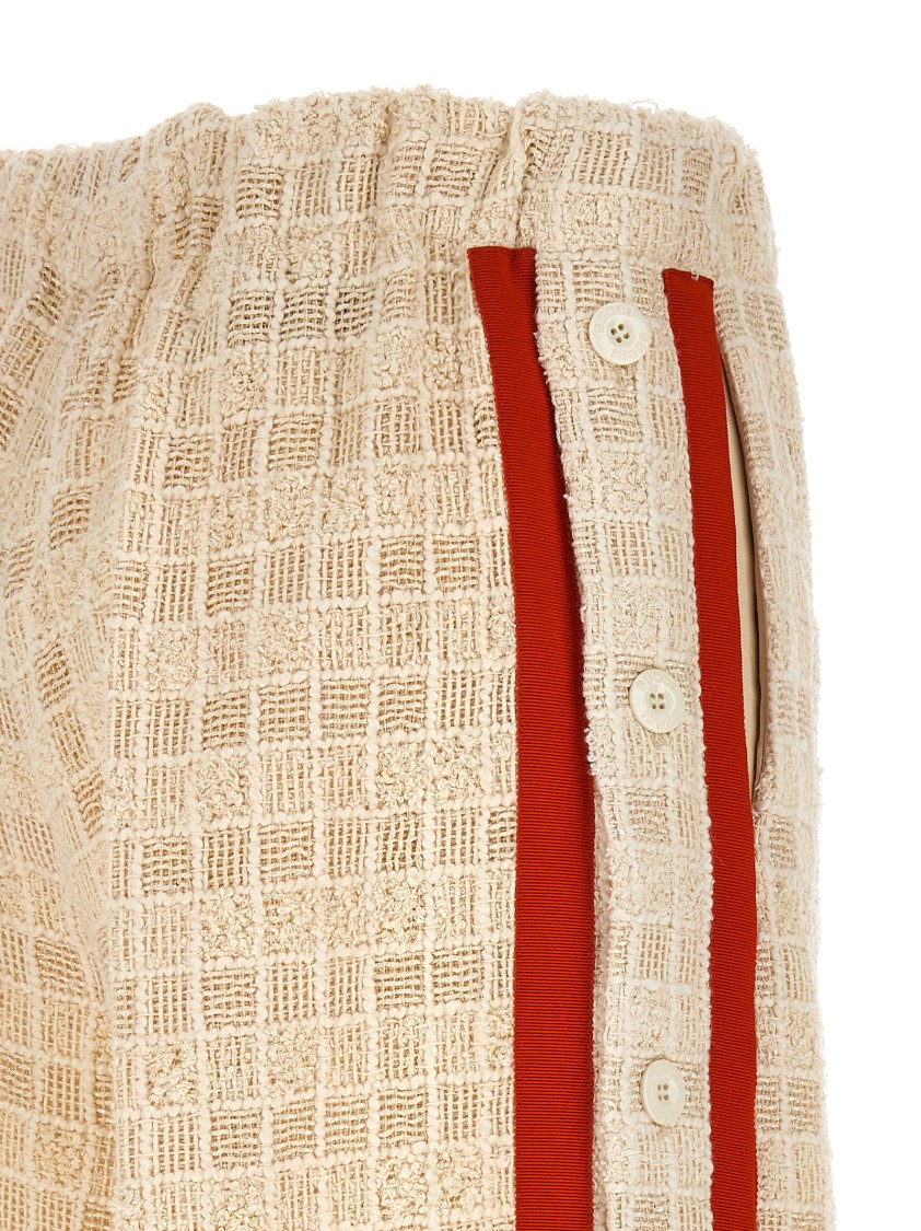 Gucci Contrast Band Tweed Bermuda Shorts Bermuda And Short White In Brown