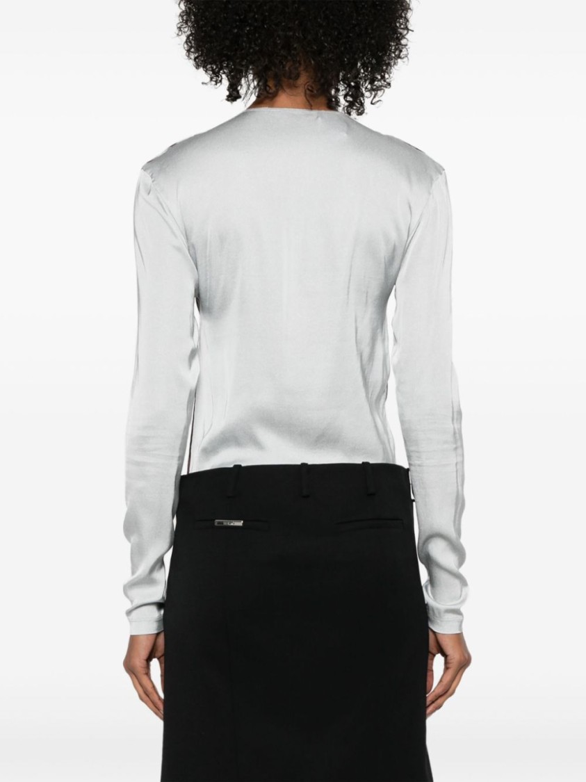 Attico Black Midi Skirt With Front Slits In Black