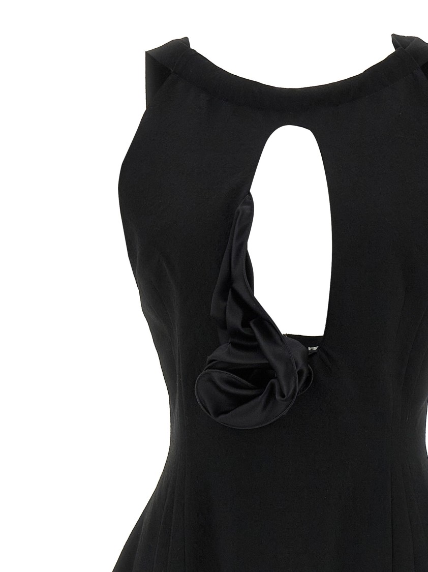 Magda Butrym Wool Midi Dress With Keyhole Opening, Black In Black