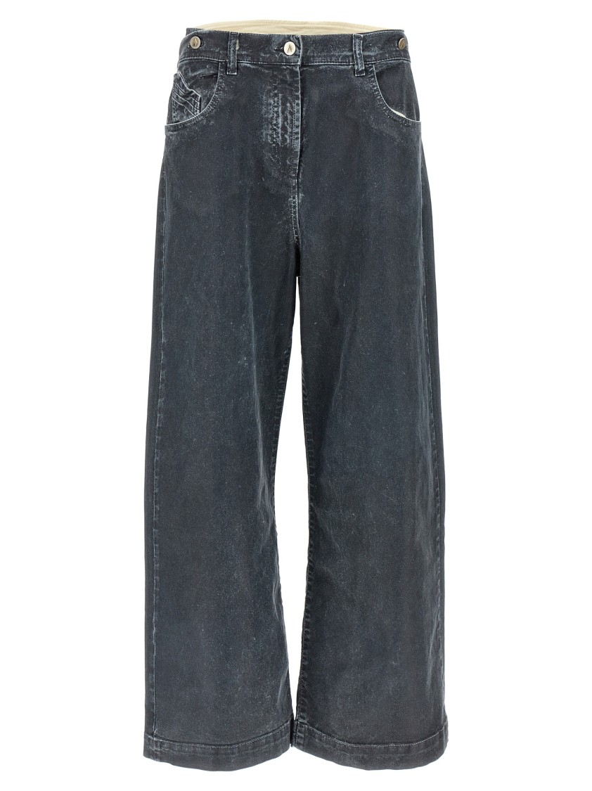 Attico Baggy Leg Cotton Denim Jeans In Black