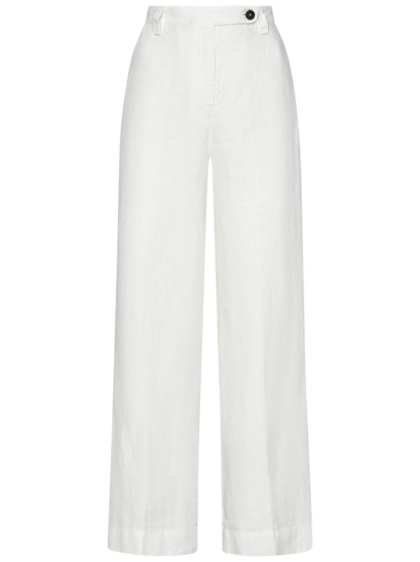 Massimo Alba Wide-leg Herringbone Linen Trousers From In White