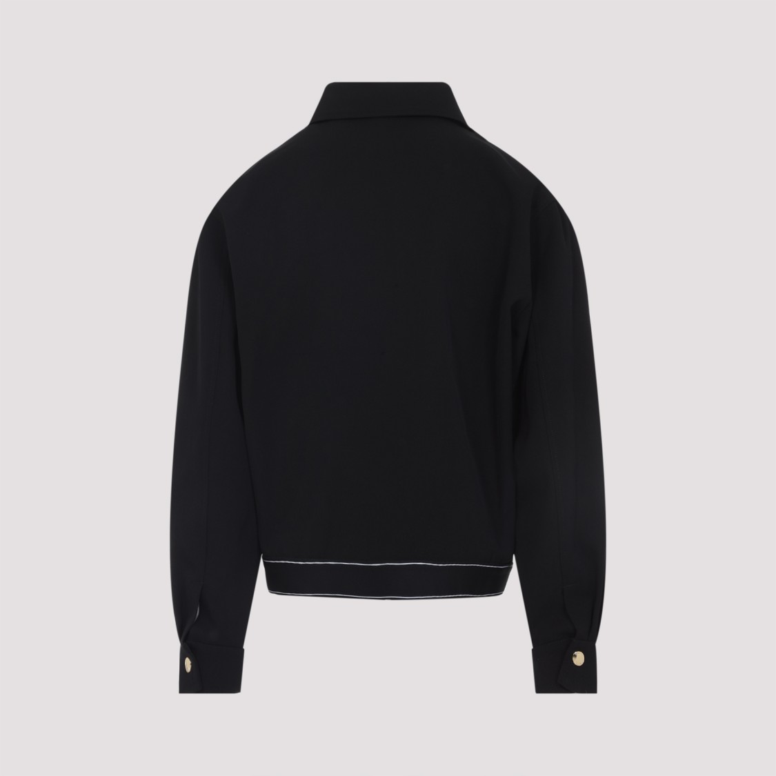 Casablanca Cropped Wool Jacket With Classic Collar In Black