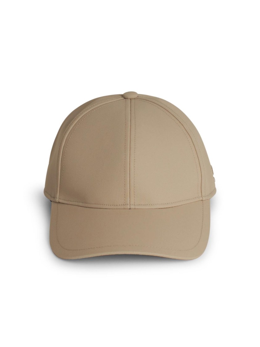 Sacai Cotton Cap With Curved Brim And Panelled Design In Neutrals