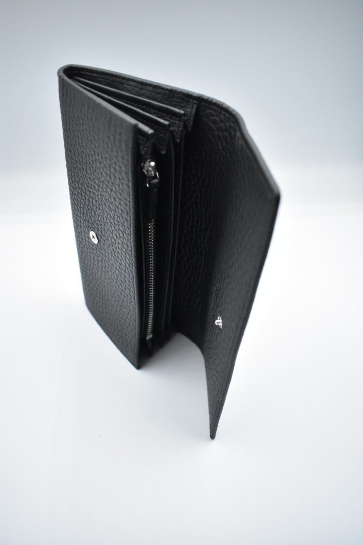 Orciani Textured Black Wallet With Fold-over Design In Black