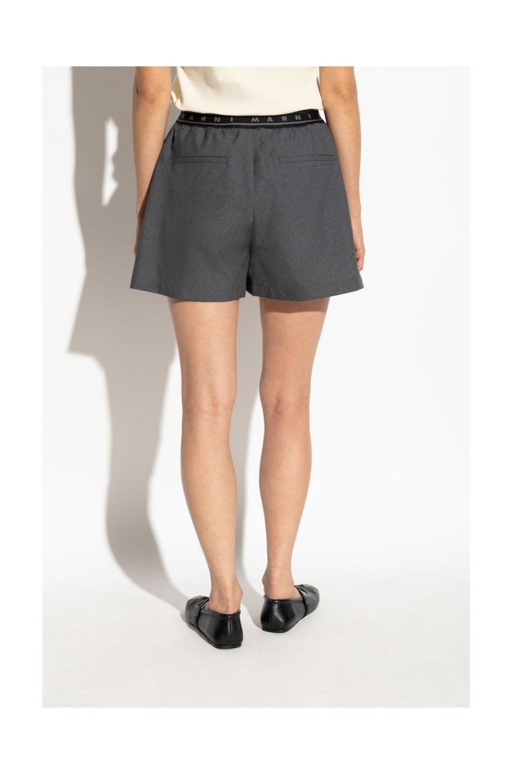 Marni Flared Virgin Wool Tailored Shorts In Gray