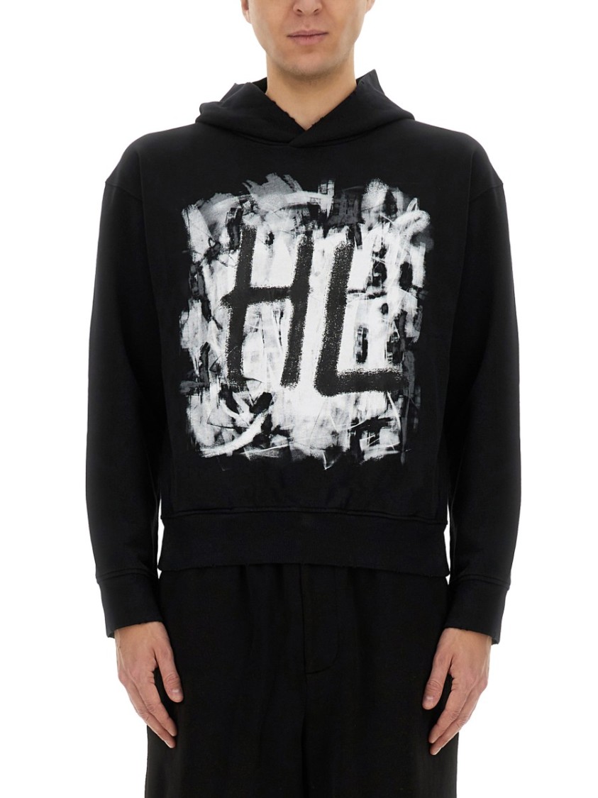 Helmut Lang Black Scribble Hoodie In Black