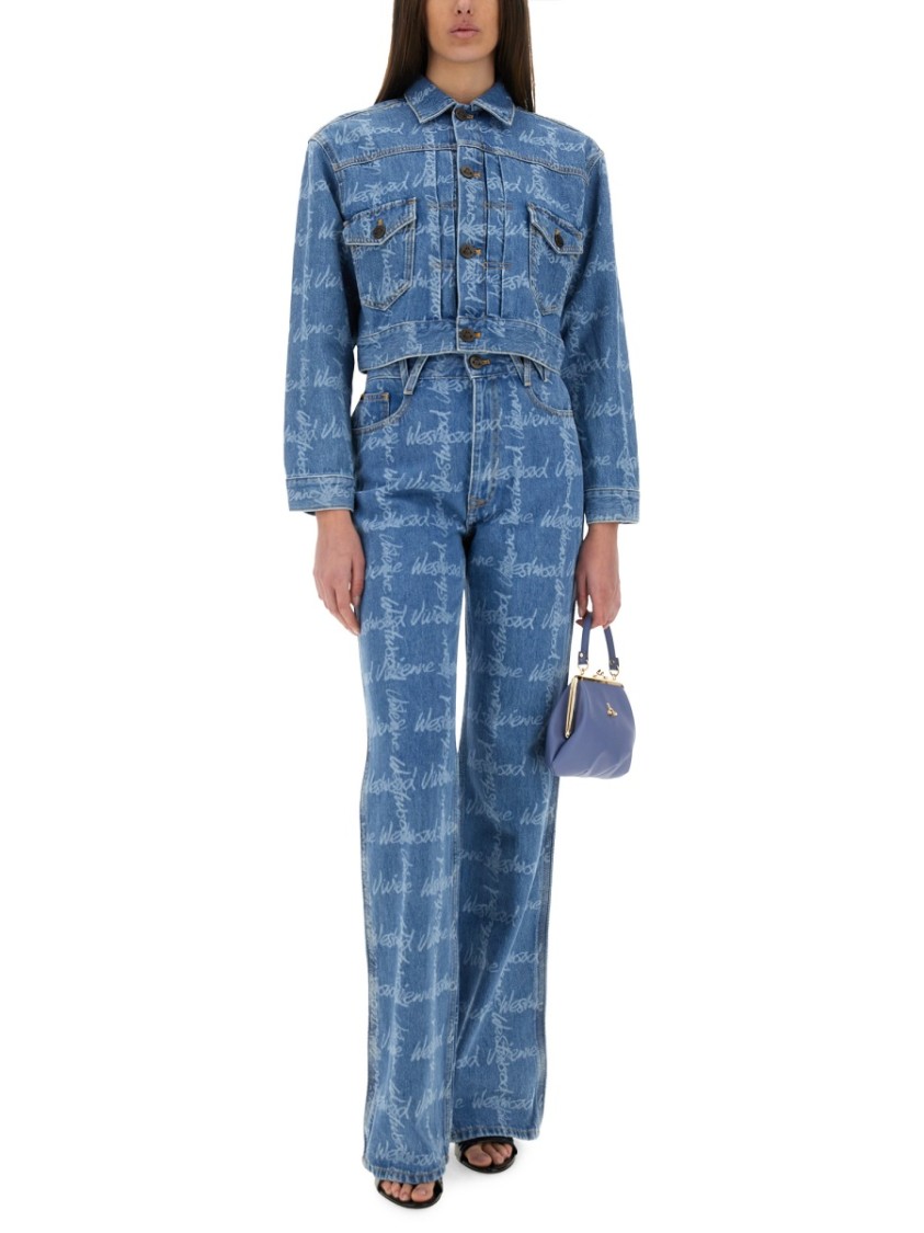 Vivienne Westwood Monogram P Ray Flared Jeans In Blue