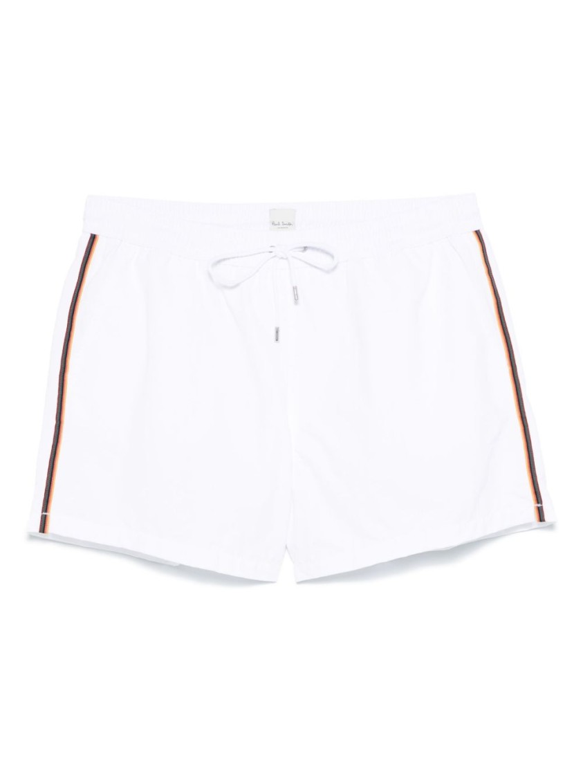 Paul Smith White Swim Shorts With 'artist Stripe' Trim