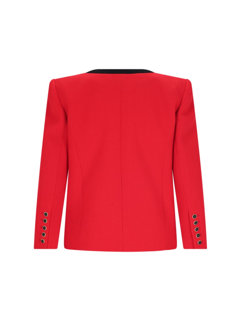 Balmain Shawl Collar Double Wool Crepe Jacket In Red