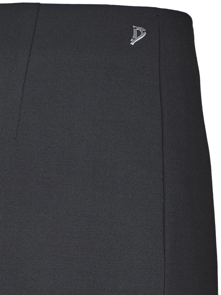 Dondup Tailored Wrap Skirt With Smooth Finish And Discreet Logo In Black