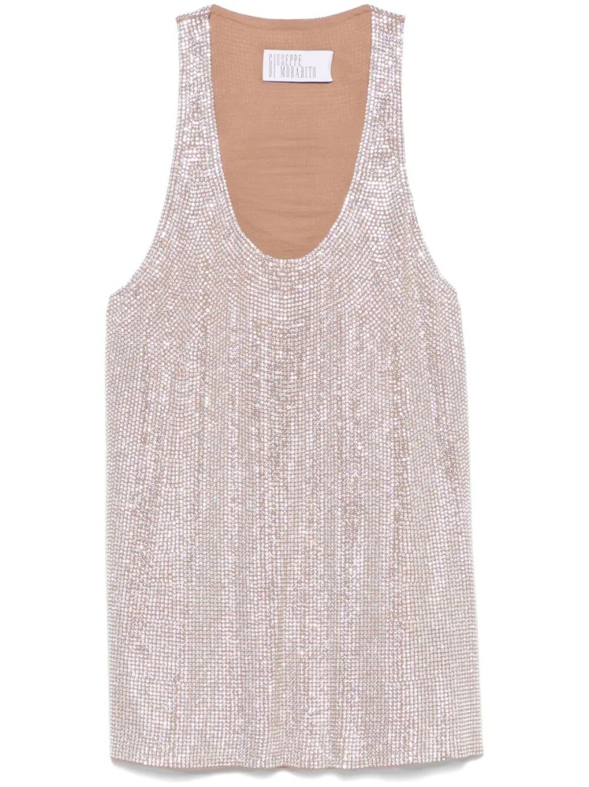 Giuseppe Di Morabito Textured Viscose Tank Top In Neutral