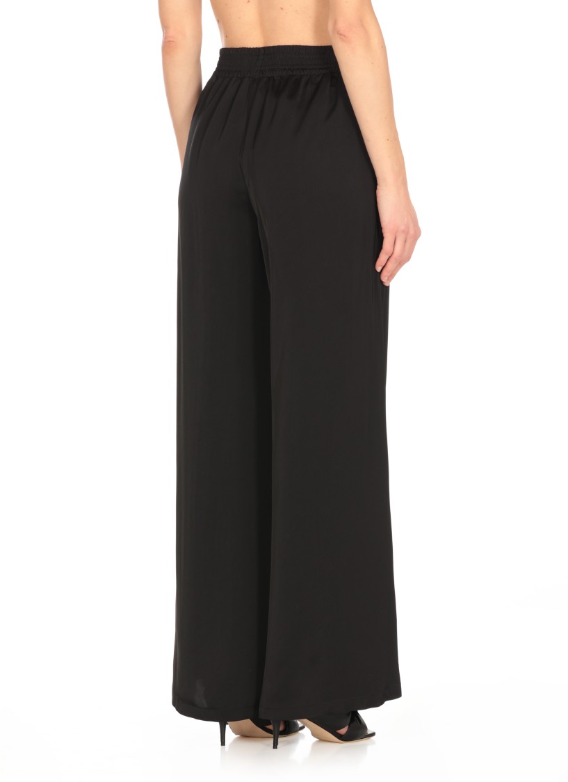 Fabiana Filippi Wide-leg Satin Trousers In Black