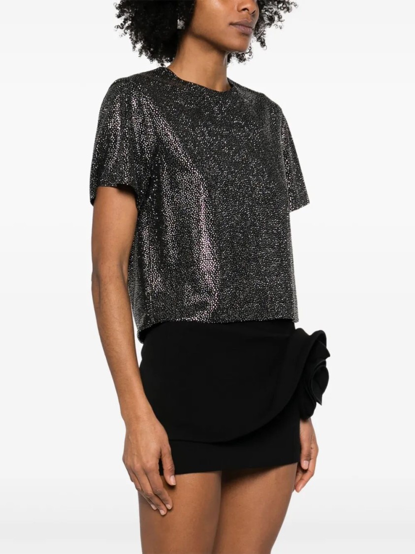 Giuseppe Di Morabito Textured Black Viscose T-shirt In Multi