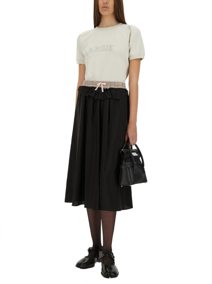 Maison Margiela Short-sleeved Sweatshirt With Textured Logo In Gray