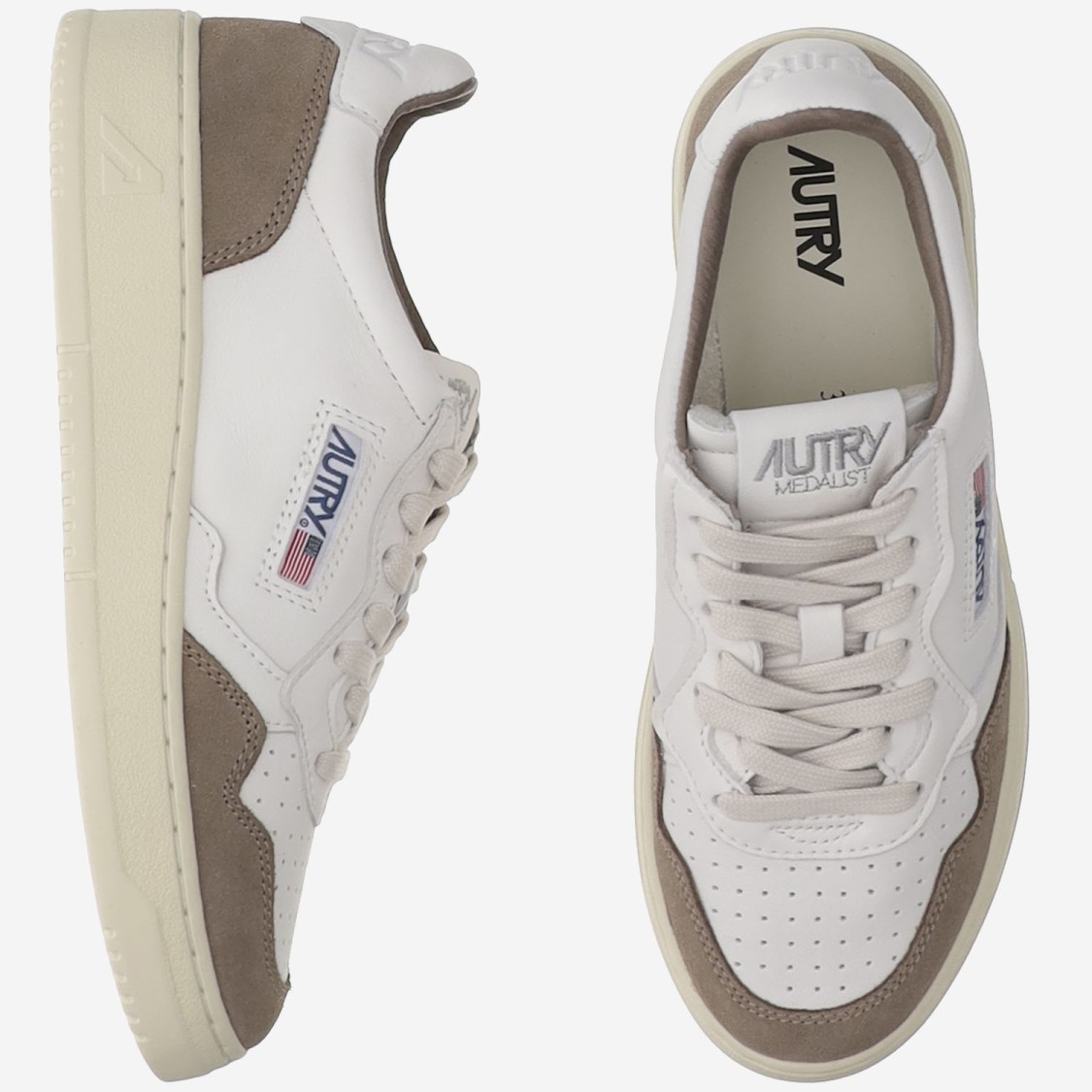 Autry Low Sneaker With Contrast Panels And Perforated Detailing In White