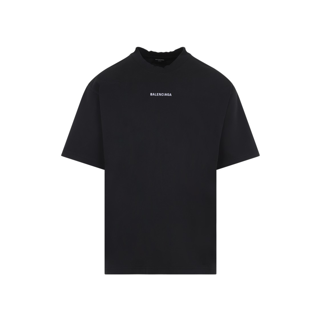 Balenciaga Black Crewneck T-shirt With Logo Lettering On The Front And Logo Patch On The Sleeve In Cotton Man