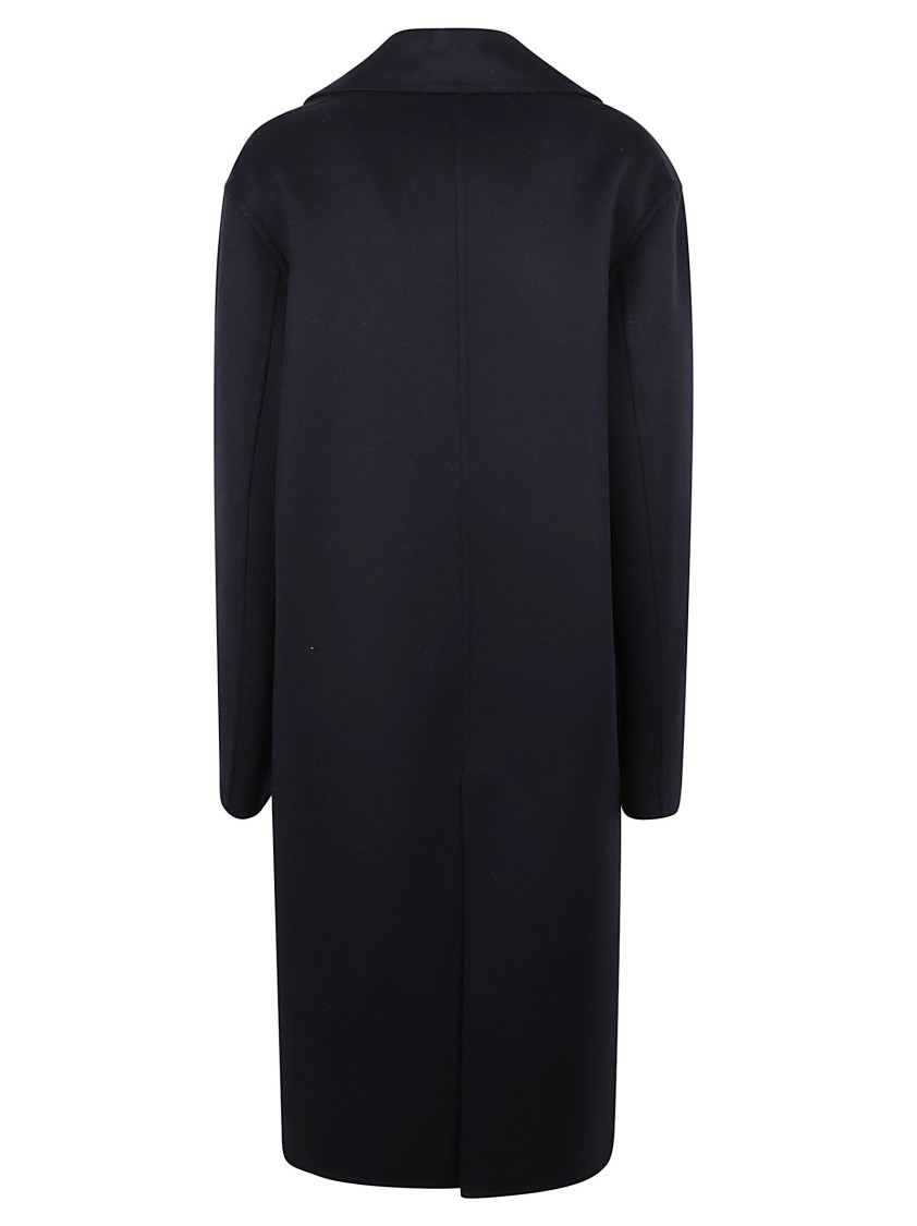 Stella Mccartney Double-breasted Black Wool Coat In Blue