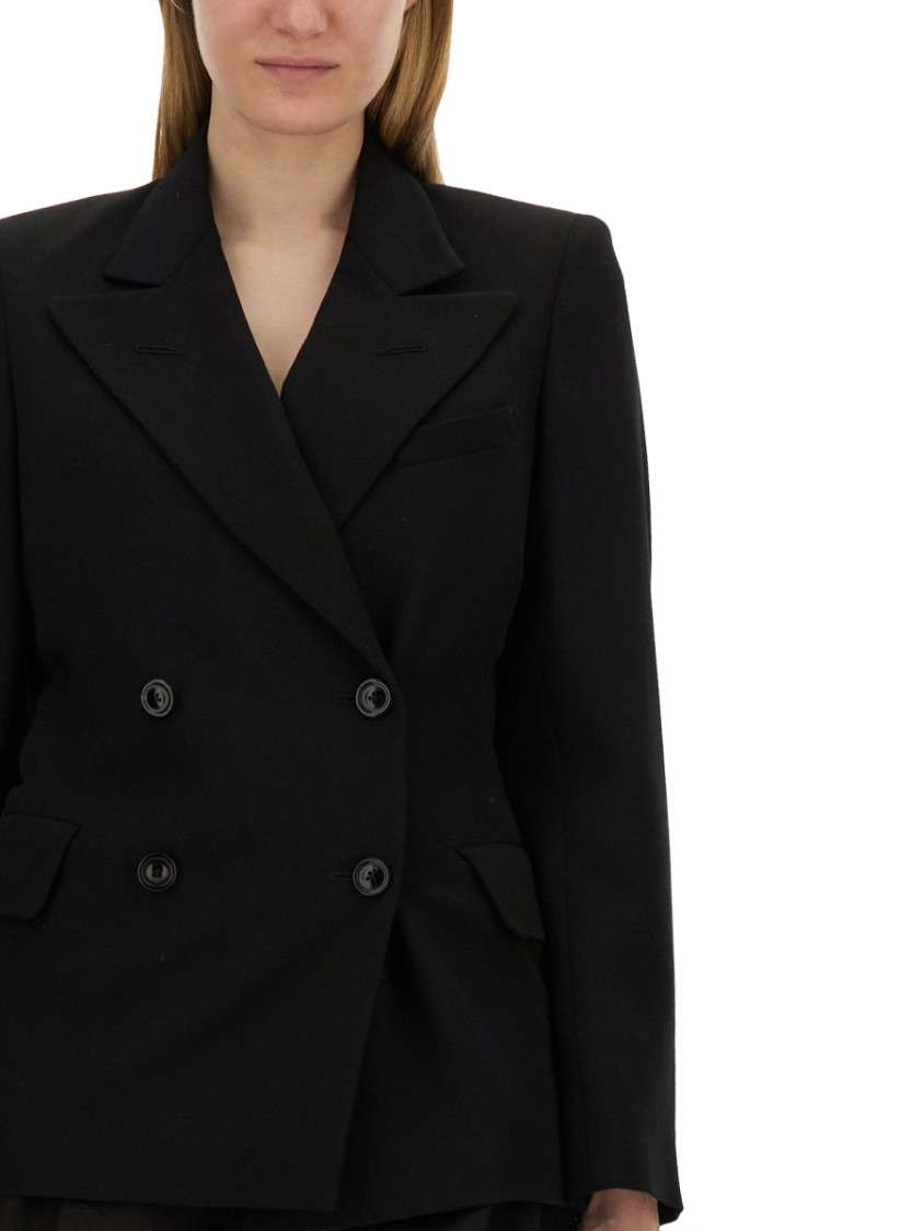 Maison Margiela Slim-fit Wool Jacket With A Fitted Waist In Black