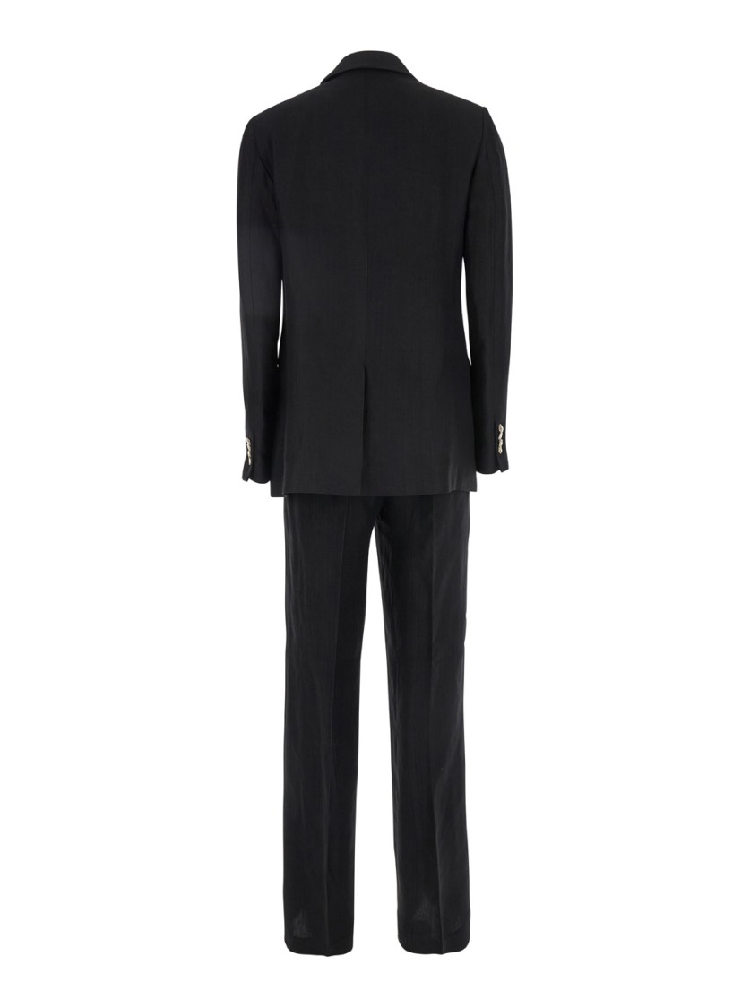 GRIFONI GRIFONI BLACK DOUBLE-BREASTED SUIT WITH NOTCHED REVERS