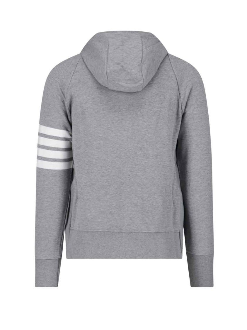 Thom Browne Mens Light Grey Striped Brand-patch Cotton-jersey Hoody
