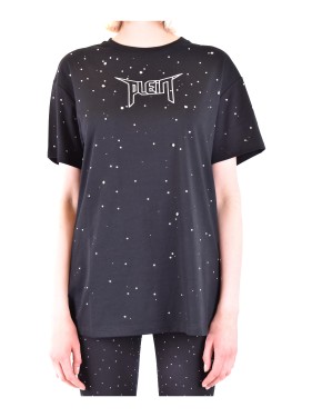 Philipp Ple Cotton Hexagon T-Shirt With Crystal Logo in