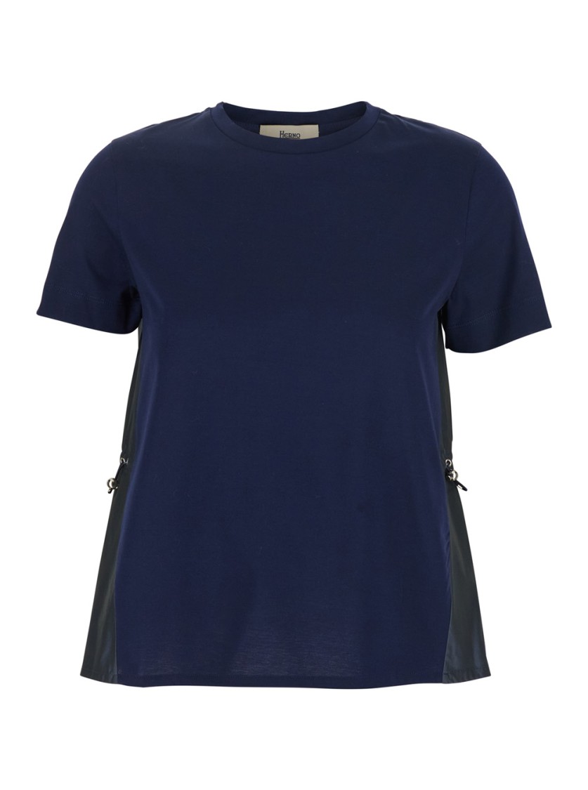 Herno Blue Crewneck T-shirt With Drawstring Waist