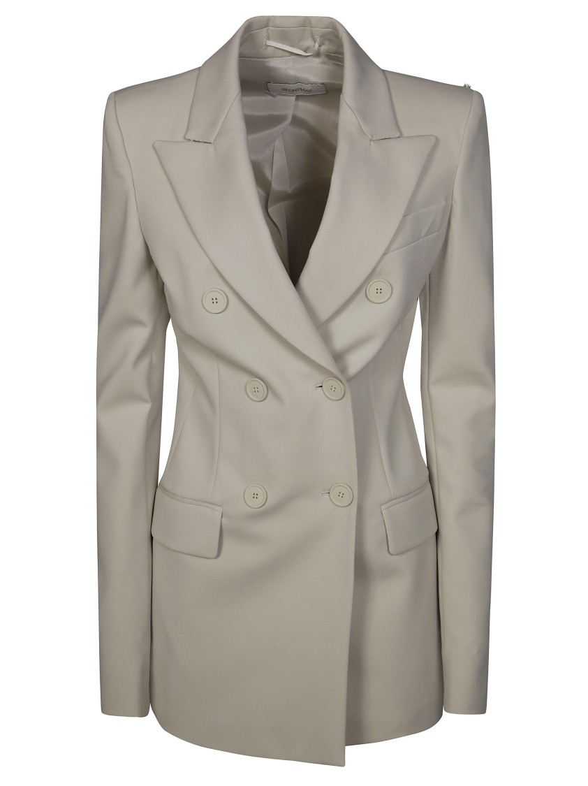 Sportmax Tailored Double-breasted Blazer With Structured Shoulders In Gray