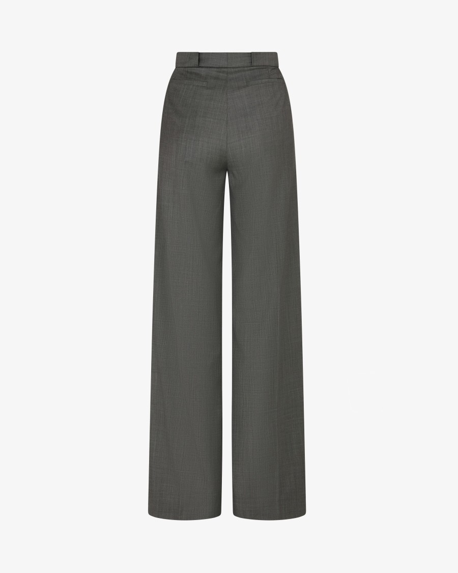 Serena Bute Wool Pleated Trouser - Dark Grey In Grey