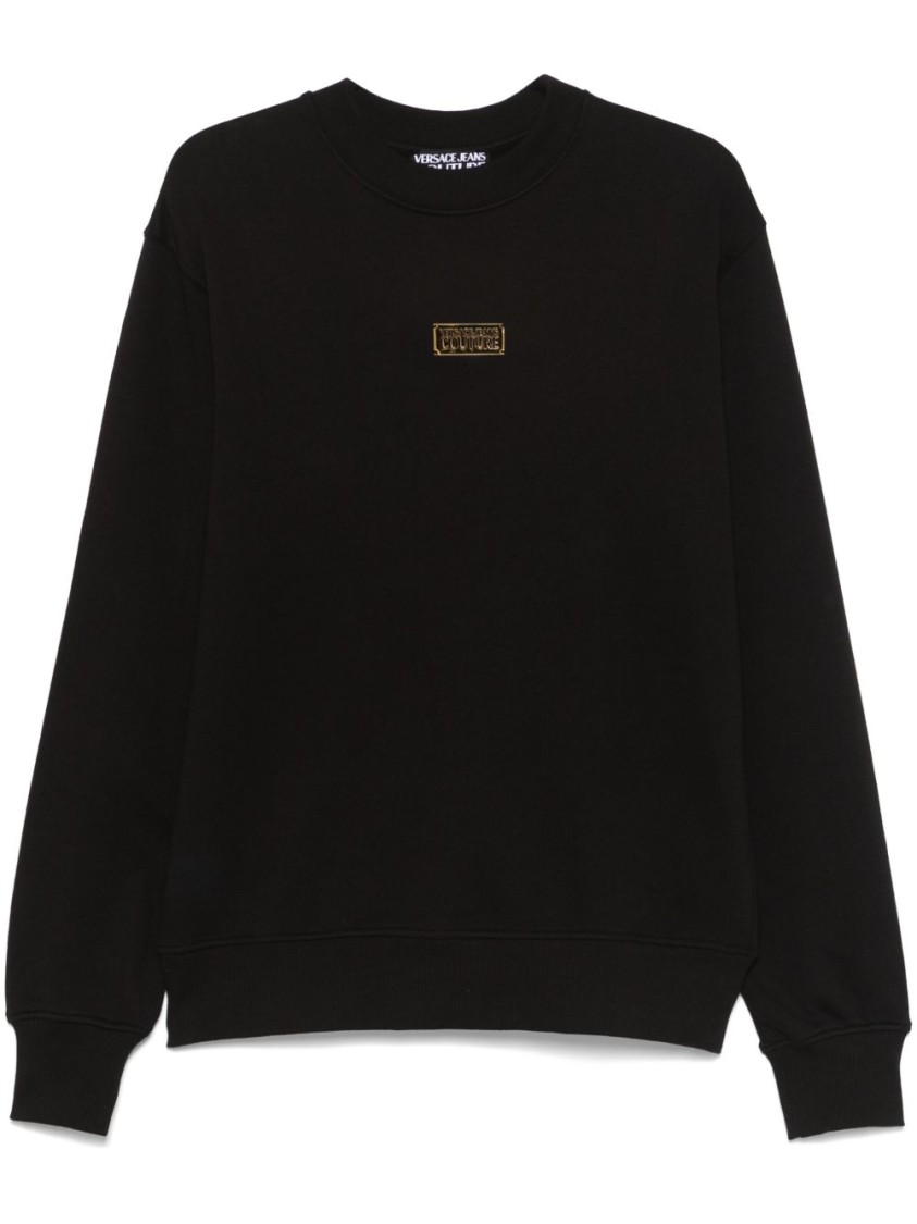 VERSACE JEANS COUTURE VERSACE JEANS COUTURE CLASSIC CREWNECK SWEATSHIRT WITH SUBTLE LOGO PLAQUE