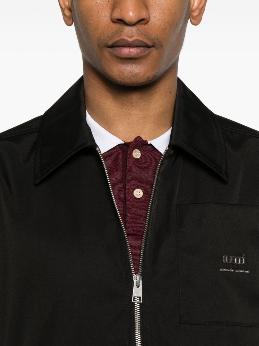Ami Alexandre Mattiussi Ami Sleek Black Jacket With Versatile Two-way Zip In Black