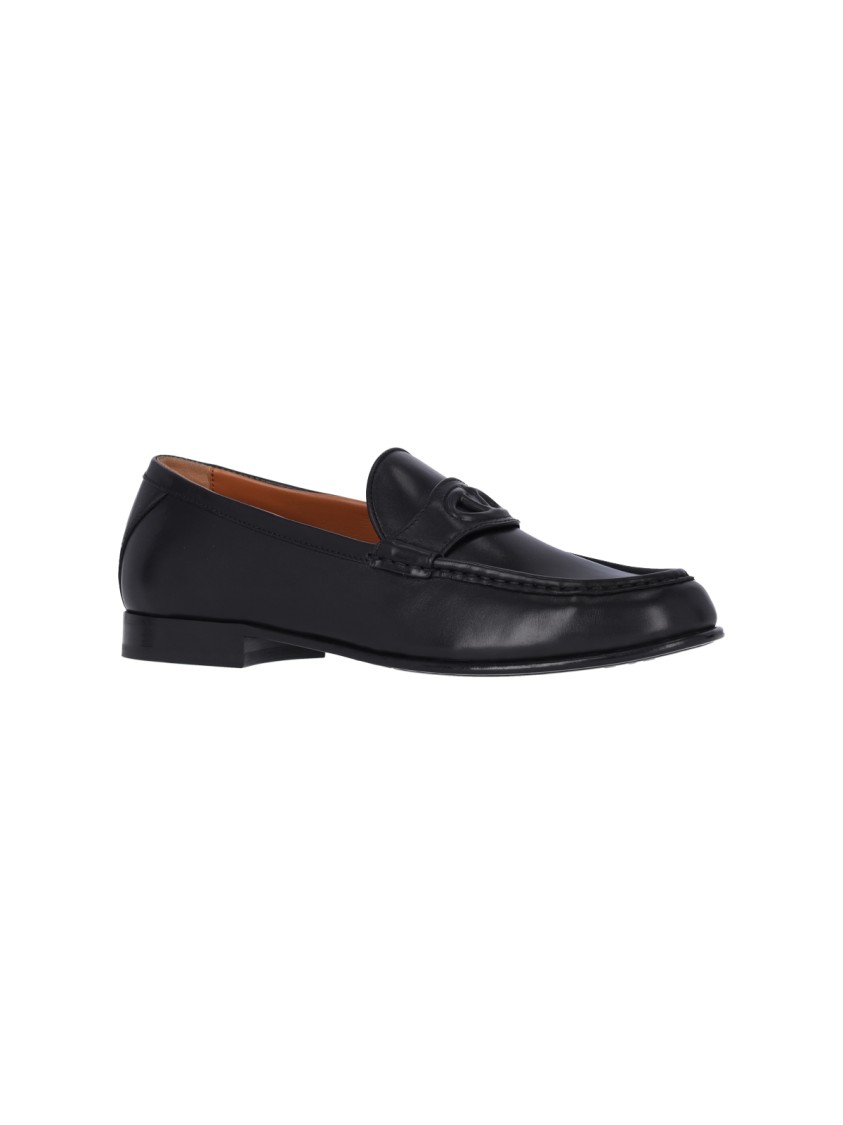 Valentino Vlogo Signature Leather Loafers In Black
