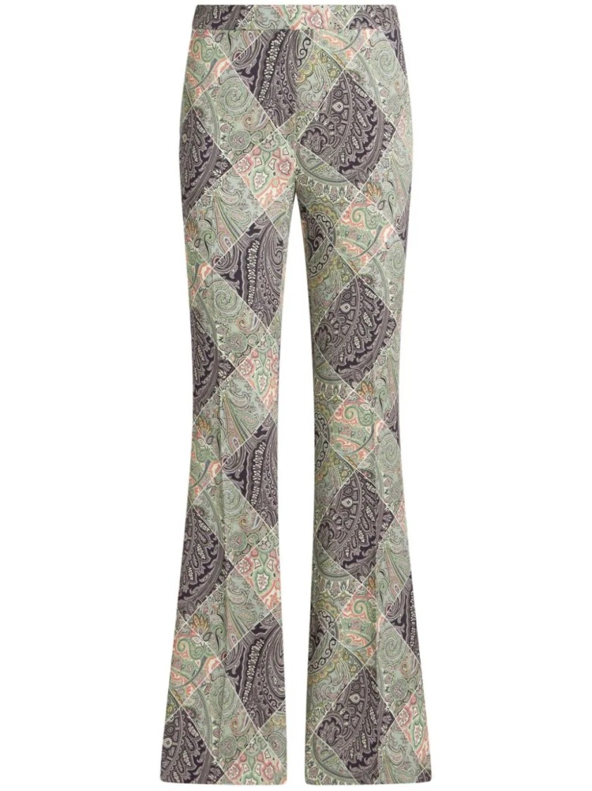 Etro Flared Printed Cady Trousers In Multi