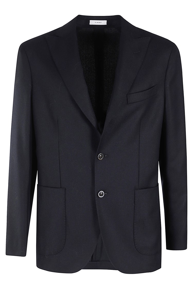 Boglioli Unlined Blue Virgin Wool Blazer With Classic Lapel In Blue