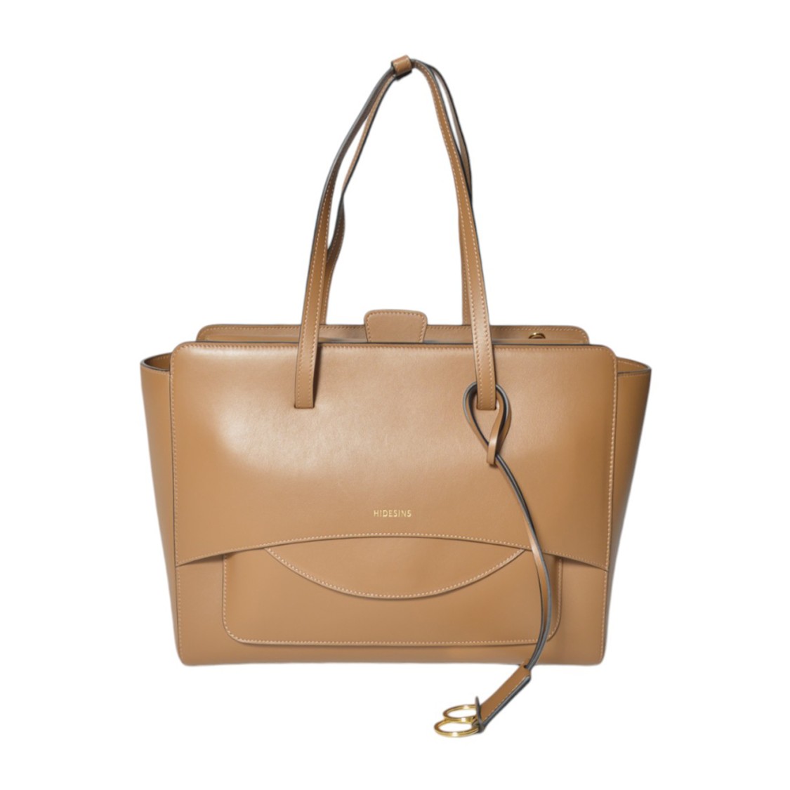 Hidesins Caramel Leather Flap Shopper Bag L Large In Brown