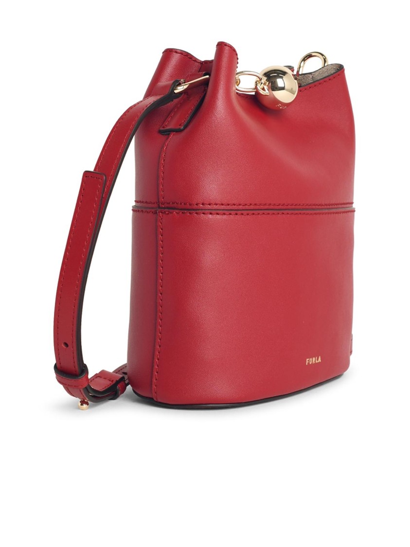 Furla 'sfera' Mini Bucket Bag In Calfskin Azalea In Red