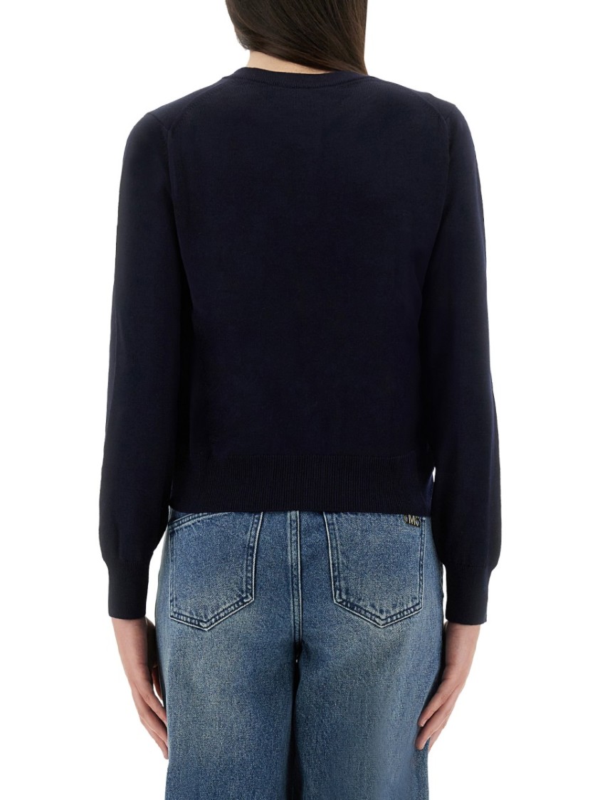 Shop Maison Kitsuné Merino Wool Cardigan With Embroidered Fox Patch